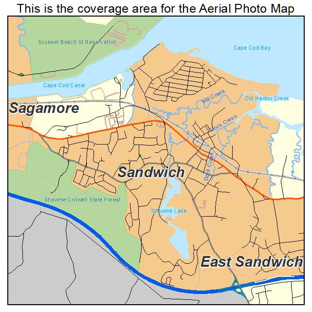 Sandwich, MA location map 
