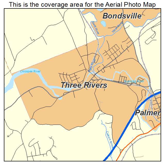 Three Rivers, MA location map 