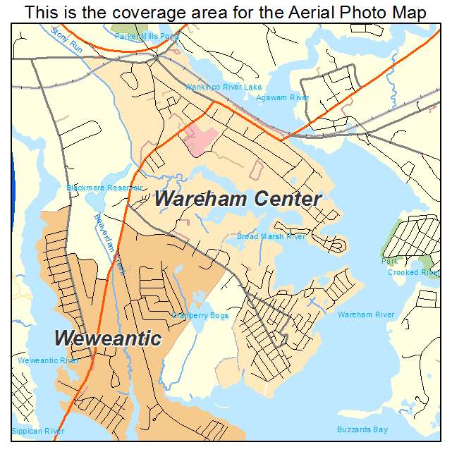 Wareham Center, MA location map 