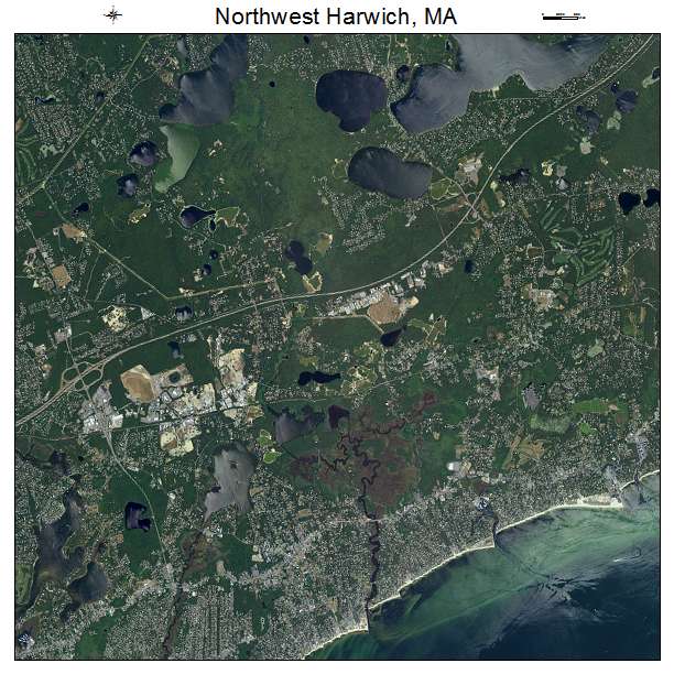 Northwest Harwich, MA air photo map