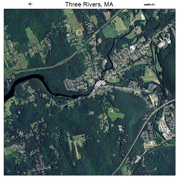 Aerial Photography Map Of Three Rivers MA Massachusetts