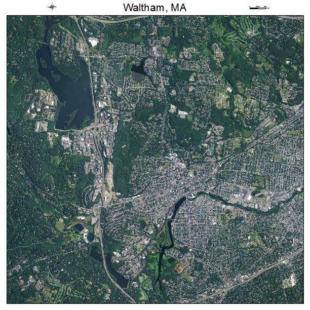 Waltham, MA air photo map
