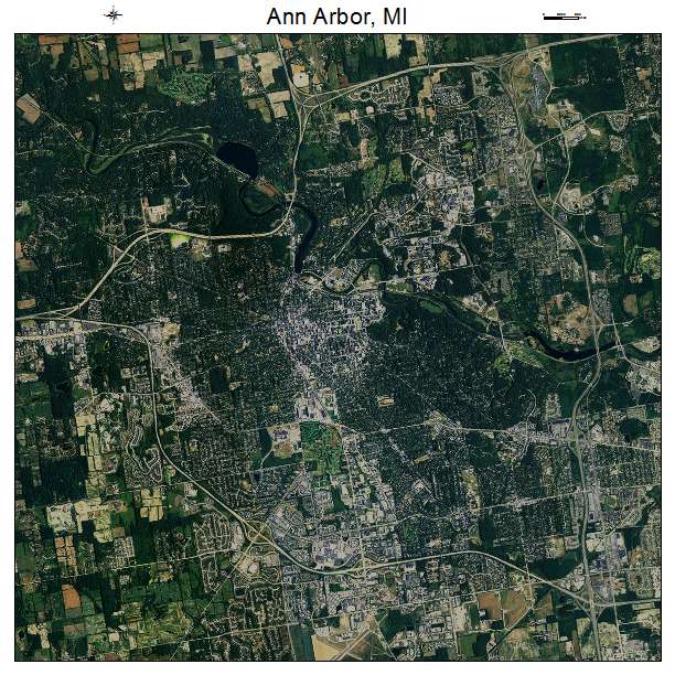 Ann Arbor, MI air photo map