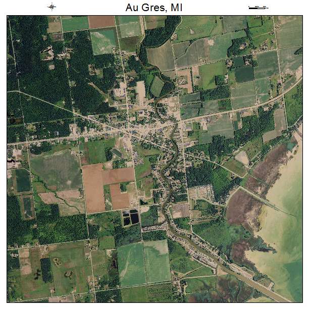 Au Gres, MI air photo map