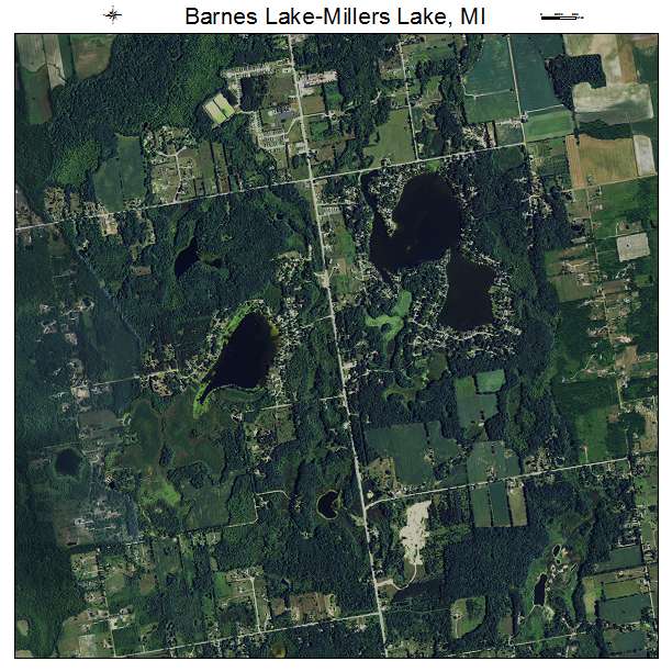 Barnes Lake Millers Lake, MI air photo map