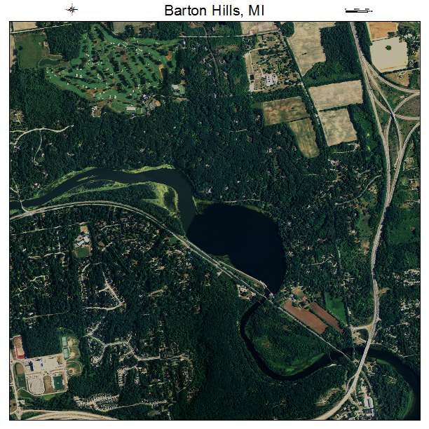 Barton Hills, MI air photo map
