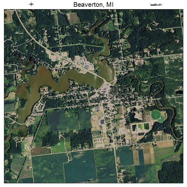 Beaverton, MI air photo map