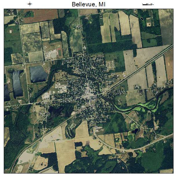 Bellevue, MI air photo map