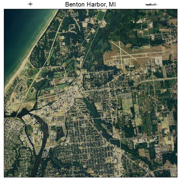 Benton Harbor, MI air photo map