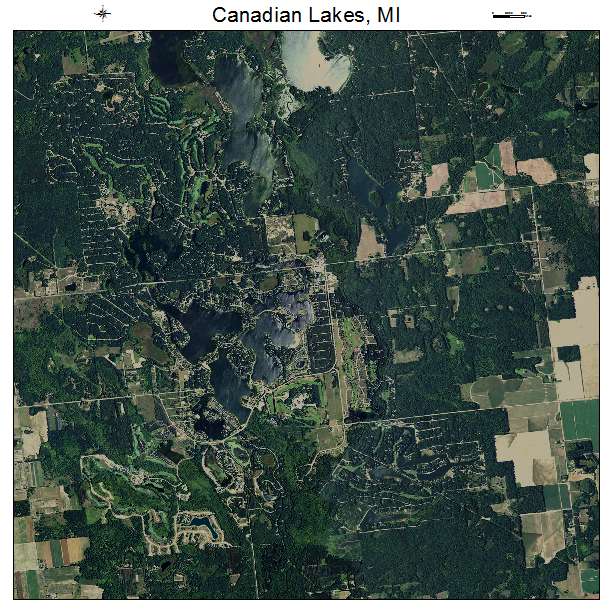 Canadian Lakes, MI air photo map