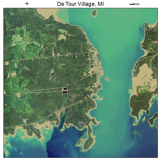 De Tour Village, MI air photo map