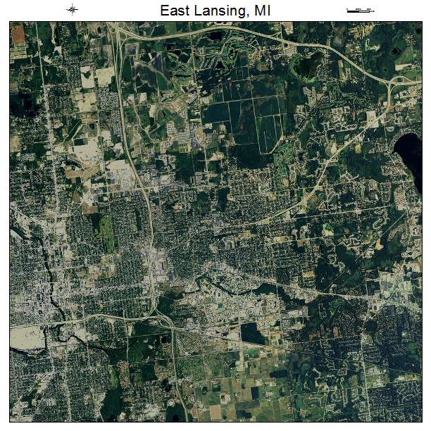 East Lansing, MI air photo map