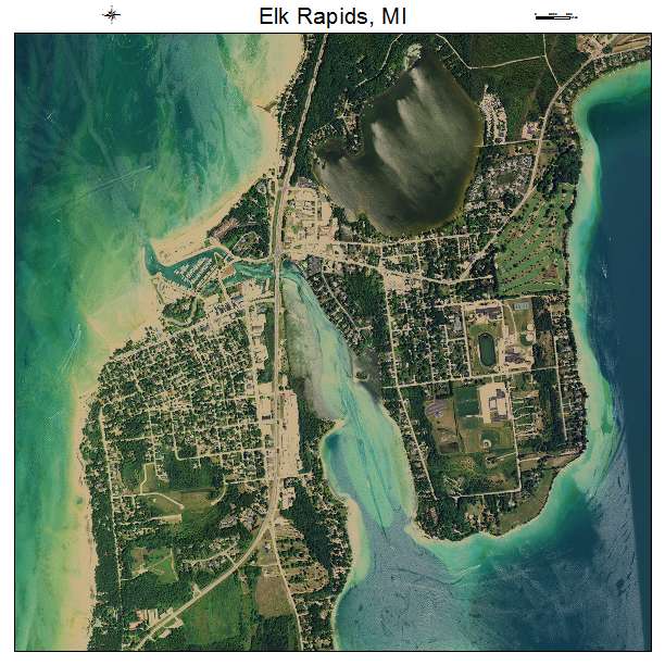 Elk Rapids, MI air photo map