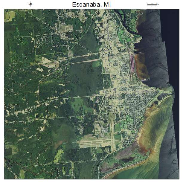 Escanaba, MI air photo map