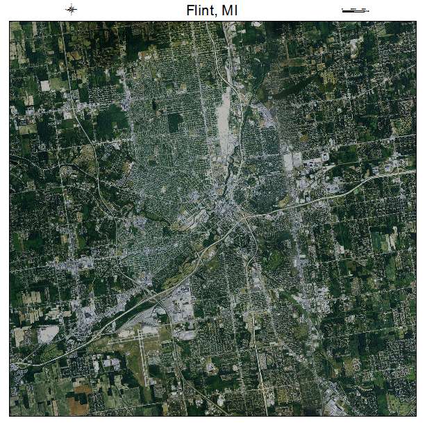 Flint, MI air photo map