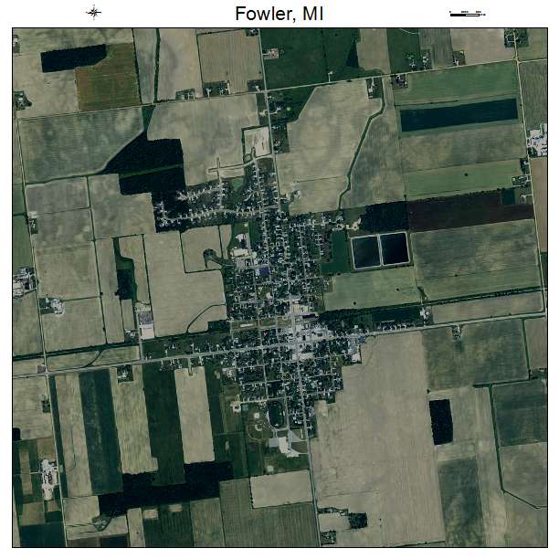Fowler, MI air photo map