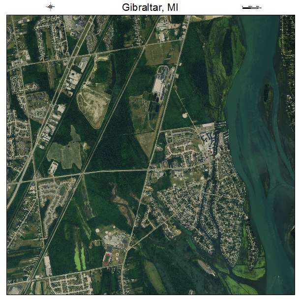 Gibraltar, MI air photo map