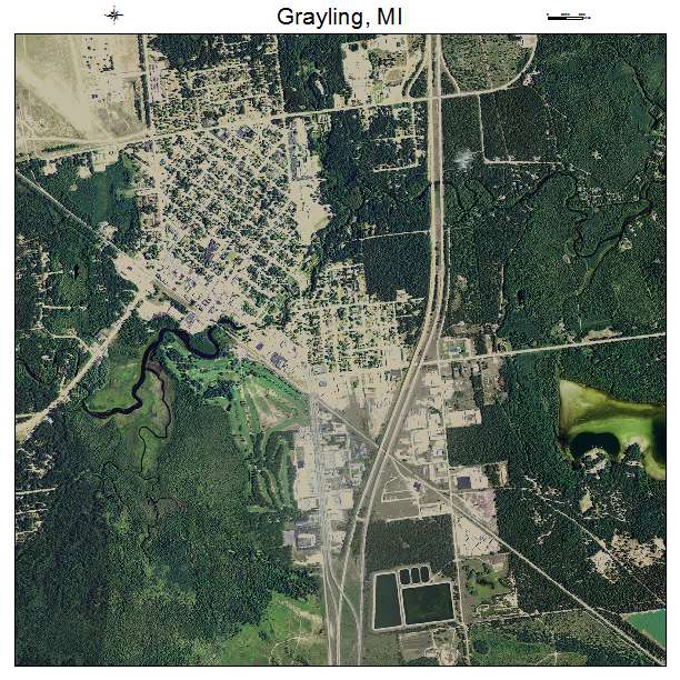 Grayling, MI air photo map