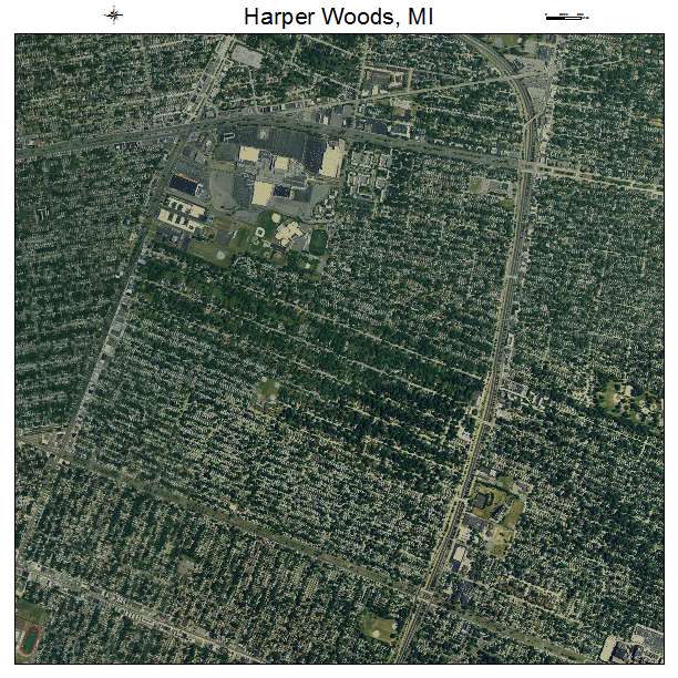 Harper Woods, MI air photo map