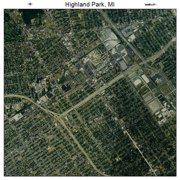 Highland Park, MI air photo map