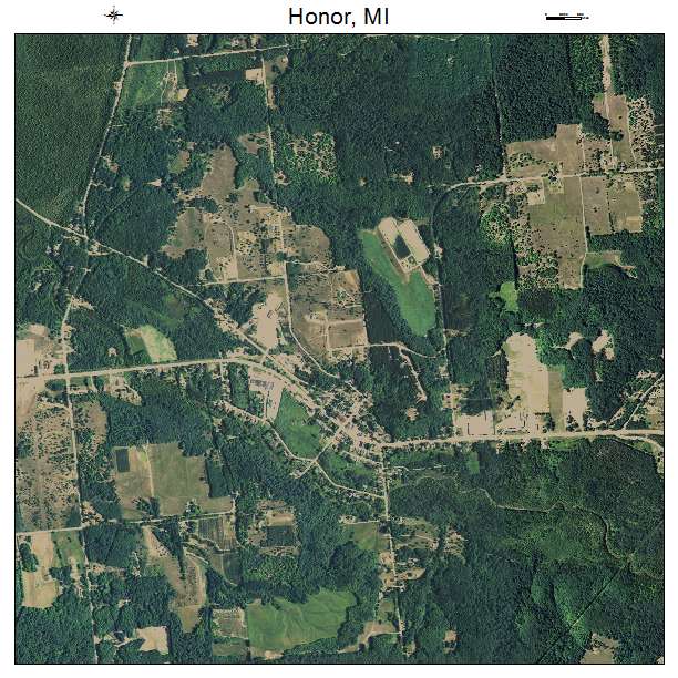 Honor, MI air photo map