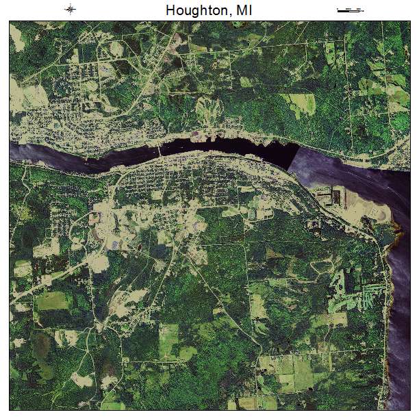 Houghton, MI air photo map
