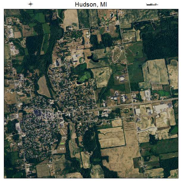 Hudson, MI air photo map