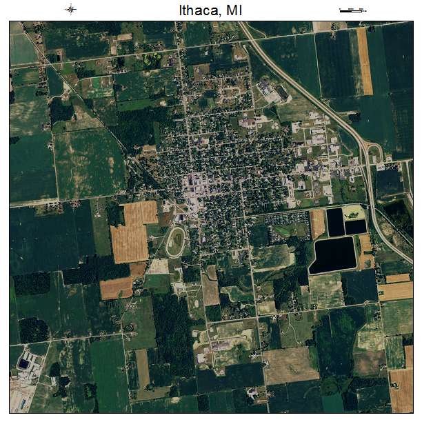 Ithaca, MI air photo map