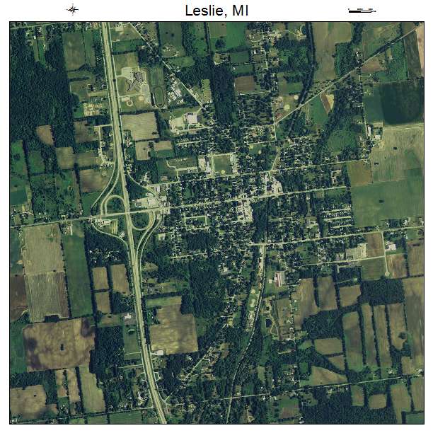 Leslie, MI air photo map