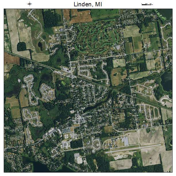 Linden, MI air photo map