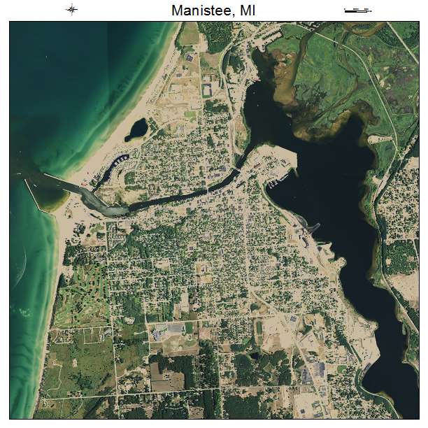 Manistee, MI air photo map