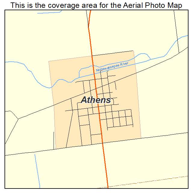 Athens, MI location map 