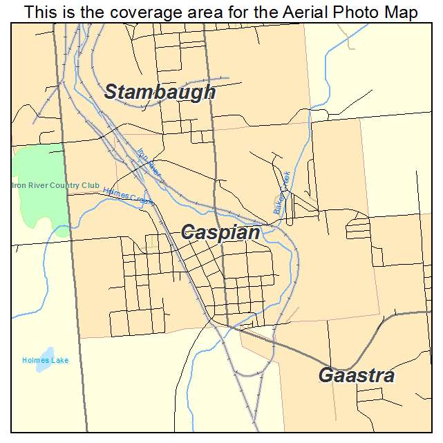 Caspian, MI location map 