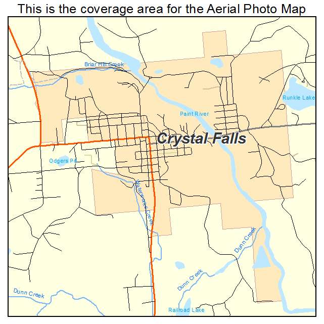 Aerial Photography Map of Crystal Falls, Michigan