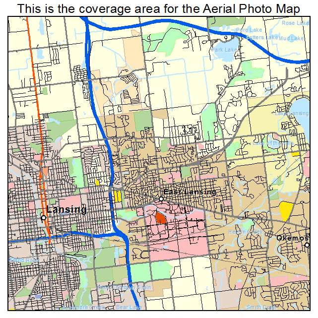 Aerial Photography Map Of East Lansing Mi Michigan