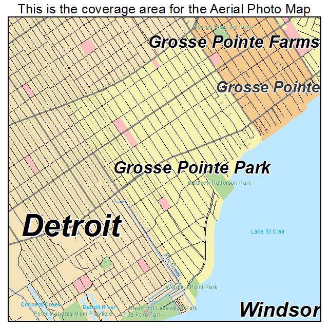 Aerial Photography Map Of Grosse Pointe Park Mi Michigan