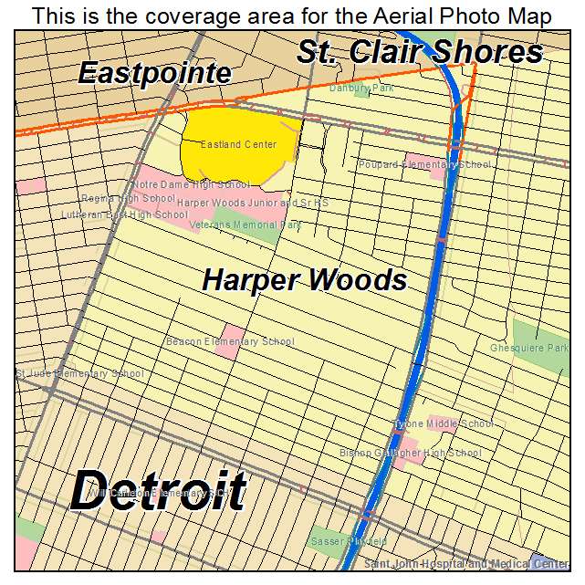 Harper Woods, MI location map 