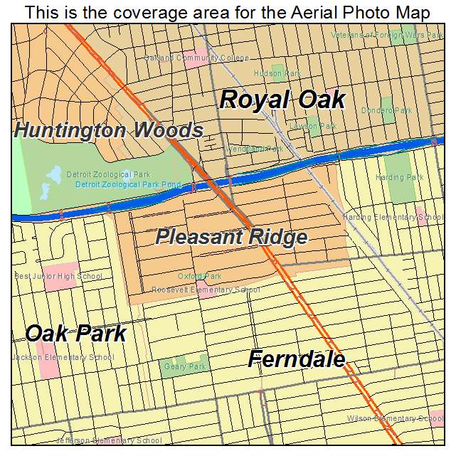 Pleasant Ridge, MI location map 