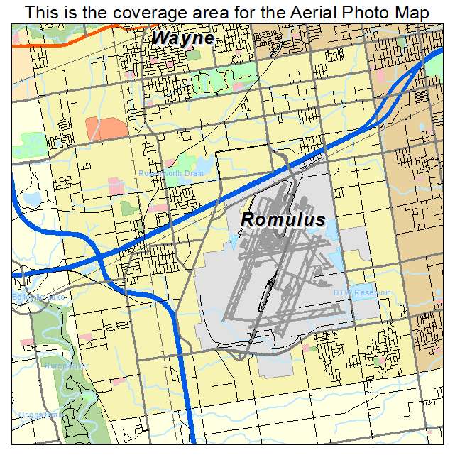 Romulus, MI location map 