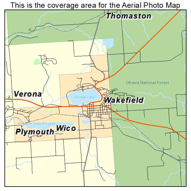 Wakefield, MI location map 