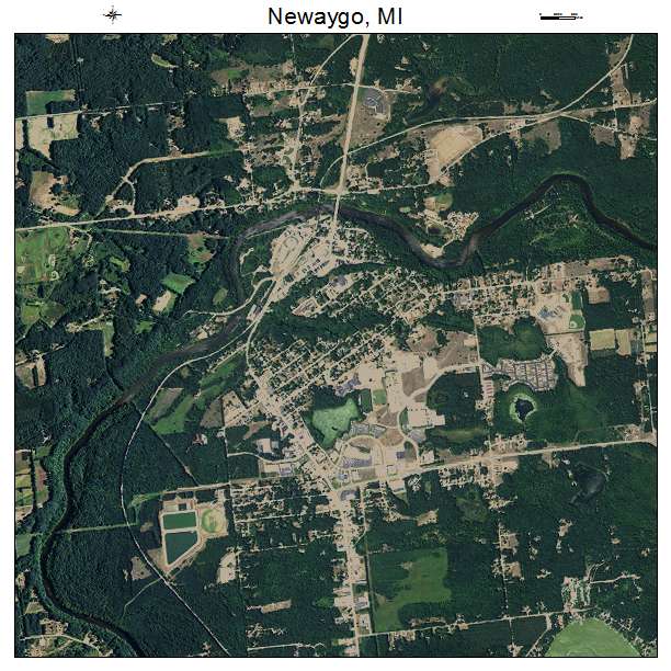 Newaygo, MI air photo map
