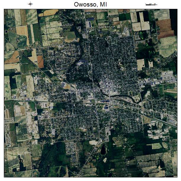 Owosso, MI air photo map