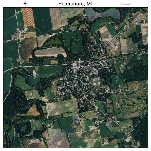 Petersburg, MI air photo map