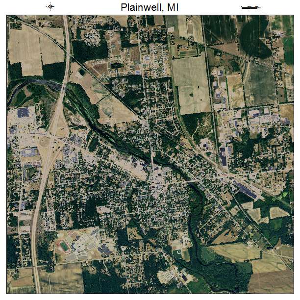 Plainwell, MI air photo map