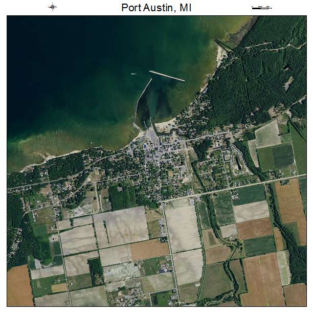 Port Austin, MI air photo map