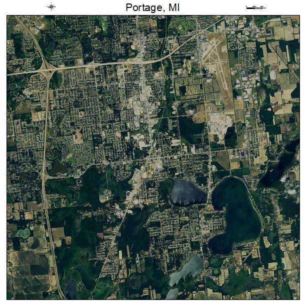 Portage, MI air photo map