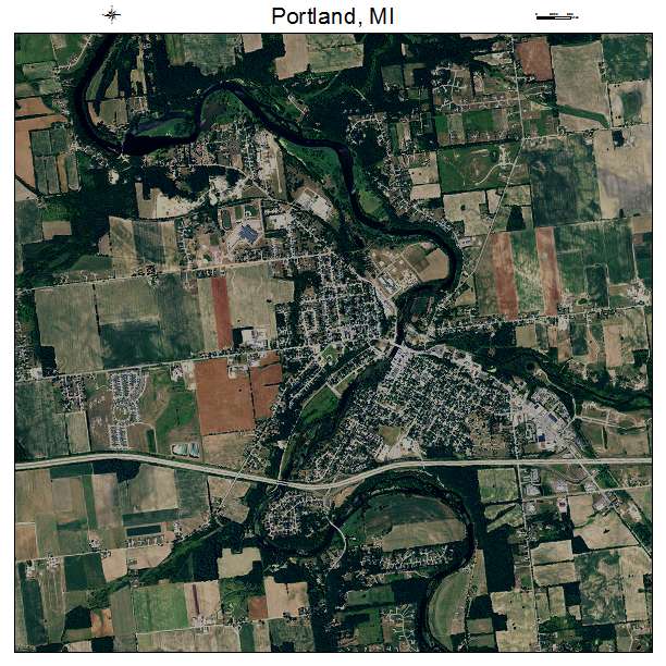 Portland, MI air photo map