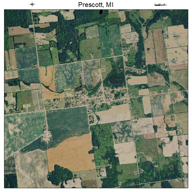 Prescott, MI air photo map