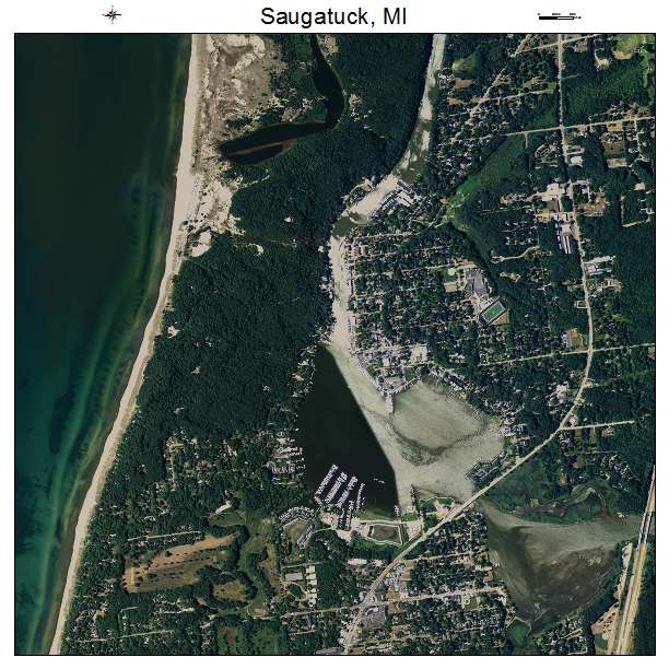 Saugatuck, MI air photo map