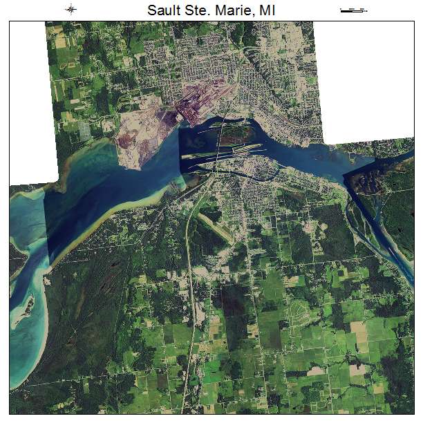 Sault Ste Marie, MI air photo map